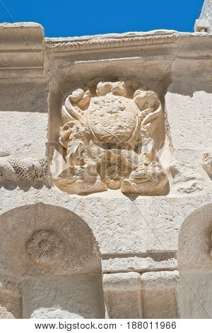 Detail of a historical palace of Cisternino. Puglia. Italy.