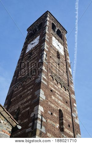 Medieval church of Santi Pietro e Paolo in Agliate (Monza Brianza Lombardy Italy): the belfry