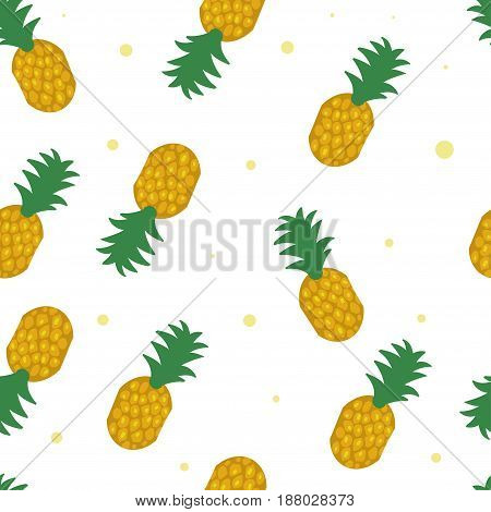 Seamless pineapple pattern on white background. Pineapple isolated on white background