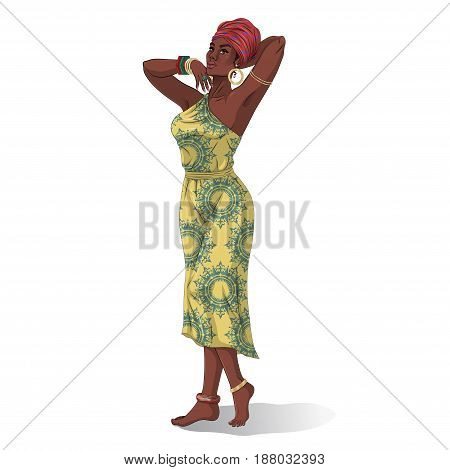 African beauty models isolated on white. Vector illustration