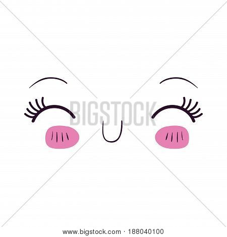 colorful facial expression happiness kawaii vector illustration