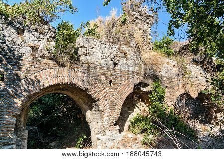Bath Of Vespasianus. Ruins Of Ancient City Olympos In Lycia. Turkey