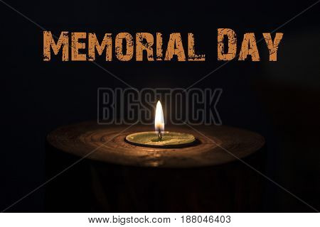 Memorial Day, Inscription On Black Background And Candle