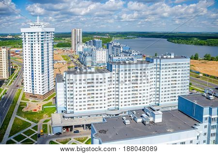 Minsk Streets From A Bird's-eye View. Flight Of A Quadrupter.