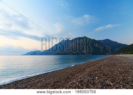 Cirali Beach In The Morning At Sunrise. Turkey