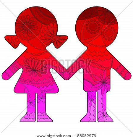 Boy and girl with transition colors vector