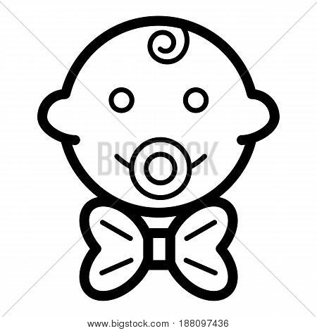 Baby boy vector icon. Black and white little gentleman illustration. Outline linear smiling baby face icon. eps 10