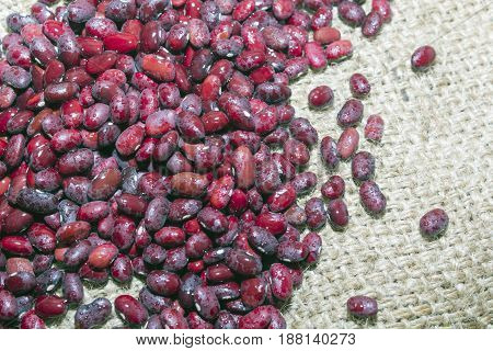 Red Kidney beans Red beans lies on bag