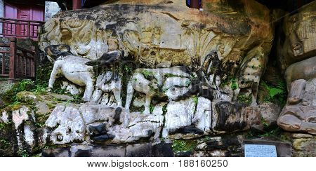 The Dazu Rock Carvings in Dazu, China