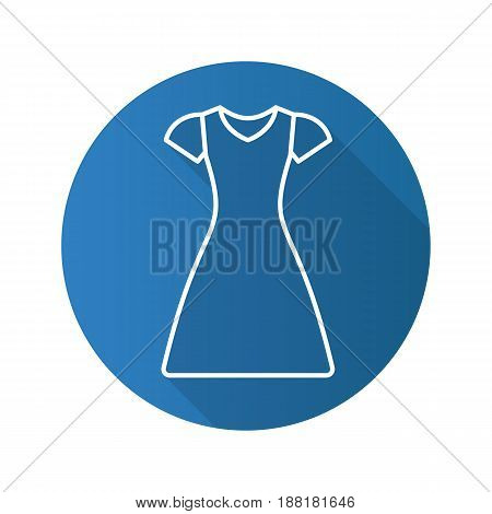 Sun frock flat linear long shadow icon. Sarafan. Vector line symbol