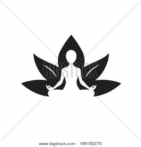 Yoga Lotus Icon Black and White Drawing