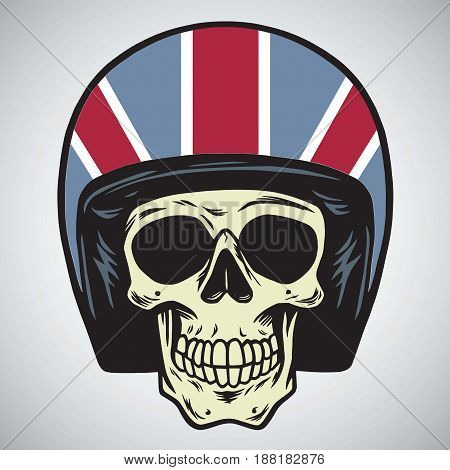 Skulls With England Motorcycle Helmet Vector Illustration