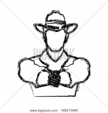 portrait man in cowboy hat. sketch vector illustration