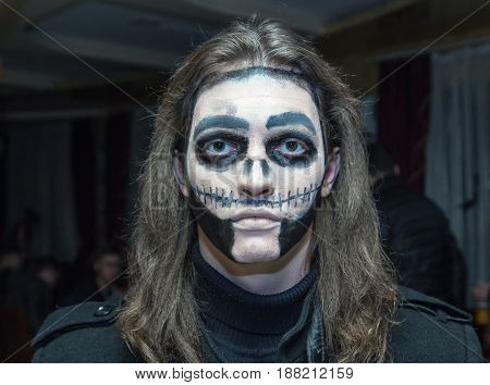 Shymkent, KAZAKHSTAN - OCTOBER 31 , 2015: People in makeup on Halloween holiday October 31, 2015 in Shymkent