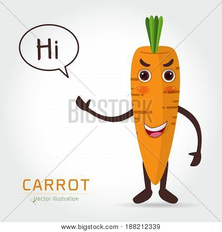 Carrot cartoon style isolated on white background vector illustration vegetable food vector flat style