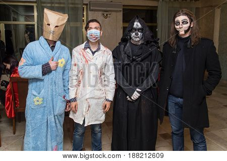 Shymkent, KAZAKHSTAN - OCTOBER 31 , 2015: People in makeup on Halloween holiday October 31, 2015 in Shymkent