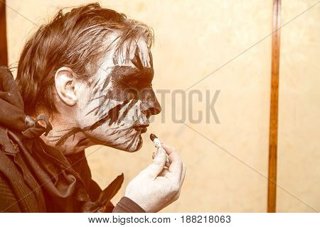 Shymkent, KAZAKHSTAN - OCTOBER 31 , 2015: People in makeup on Halloween holiday October 31, 2015 in Shymkent