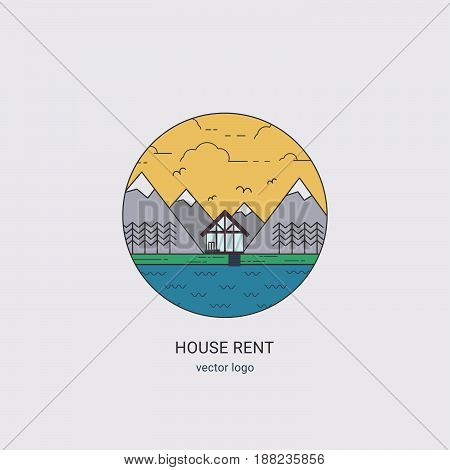 House Rent Vector Line Logo.