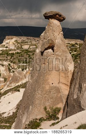 Fairy Chimney Of Cappadocia Shot On Cloudy Day