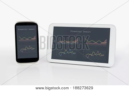 Summary report business application on mobile devices. report application analyze data business professional screen tablet concept