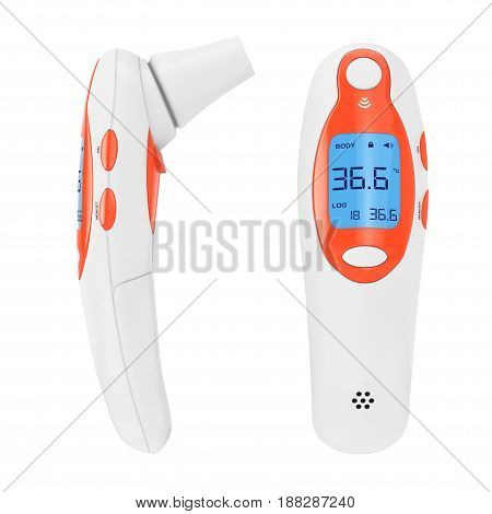 Medical Ear Infrared Digital Thermometer on a white background. 3d Rendering.