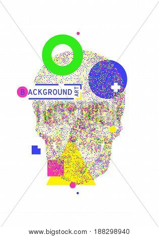 Artistic decorative geometric background with colorful skull for print T-shirt DJ VJ electronic light show