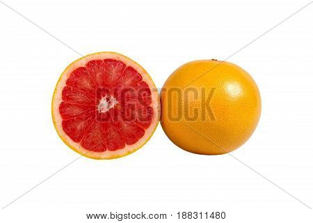 Slice Of Grapefruit Isolated On White Background