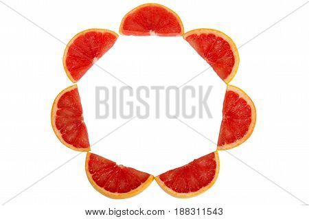 Slice Of Grapefruit Isolated On White Background