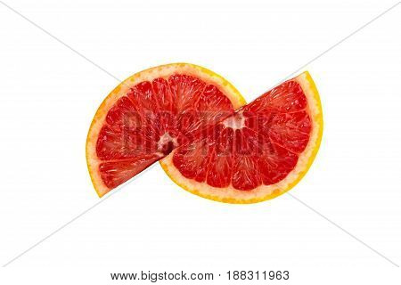 slice of grapefruit isolated on white background.