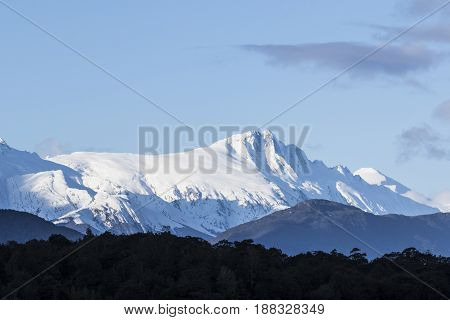 high snowcapped mountain in aspiring national park south islnad new zealand