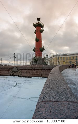 View on Vasilyevsky island in the winter Saint Petersburg Russia