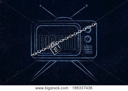 Television With Lock And Chain