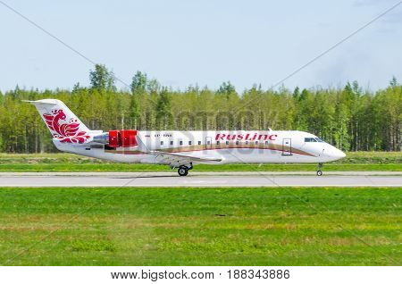 Bombardier Crj-200 Rusline, Airport Pulkovo, Russia Saint-petersburg May 2017.
