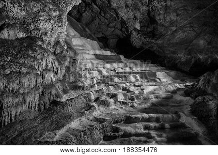 Caves and cave formations in the canyon of the river next to Bor in Serbia