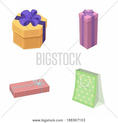 Gift box with bow, gift bag.Gifts and certificates set collection icons in cartoon style vector symbol stock illustration .