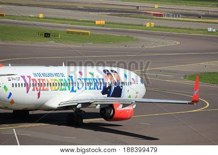 Amsterdam The Netherlands - May 26th 2017: PH-CDF Corendon Dutch Airlines Boeing 737-800 taxiing at Schiphol International Airport