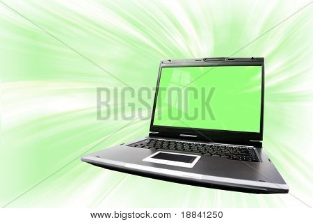 Konzeptuelle künstlerische Foto-Illustration eines Laptop-Computers isoliert mit Beschneidungspfad abstrac