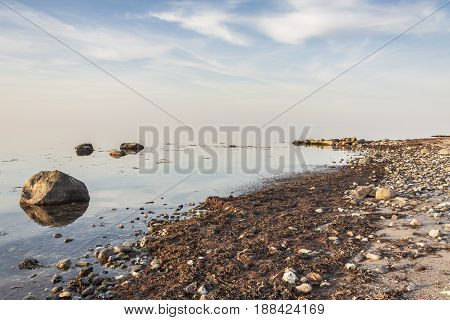 Coast in Augustenhof Denmark Europe. Empty beach.