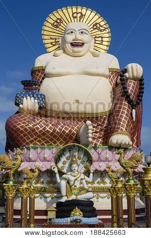 Wat Plai Laem temple with smiling Buddha statue Koh Samui Surat Thani Thailand
