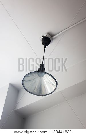 Modern Ceiling Lamp In White Room stock photo