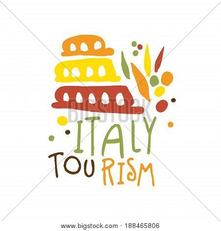 Italy tourism logo template hand drawn vector Illustration for travel agency, tour guide, sticker, banner, card, advertisement
