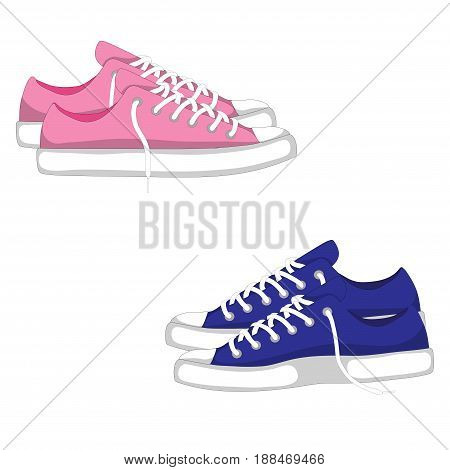 Fashionable woman s shoes snickers. Vector design elements isolated on white