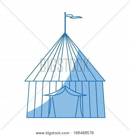 striped strolling circus marquee tent with flag vector illustration
