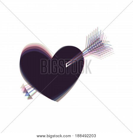 Arrow heart sign. Vector. Colorful icon shaked with vertical axis at white background. Isolated.