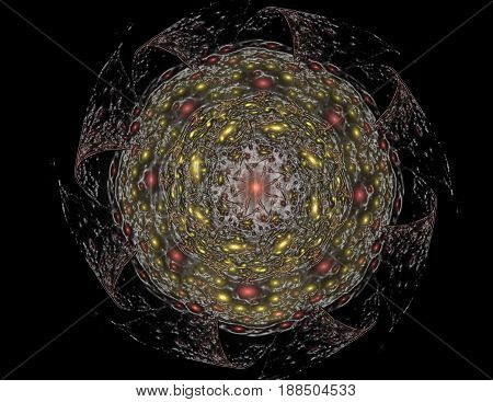 Geometry of Space series. Visually attractive backdrop made of conceptual grids curves and fractal elements suitable as element for layouts on physics mathematics technology science and education.
