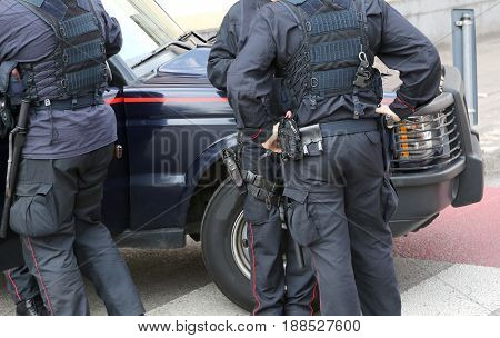 Policeman In Riot Gear During A Roadblock To Control In National