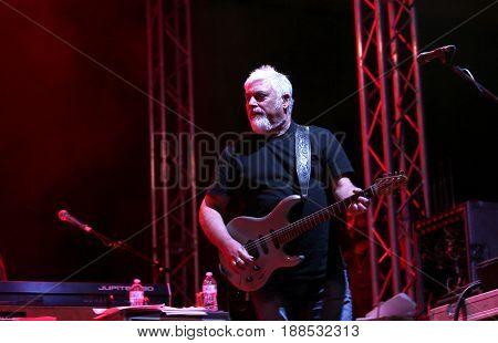 Bassano Del Grappa, Vi, Italy - April 29, 2017: Falzone Cico Of Nomadi An Italian Musical Band Plays