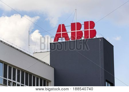 Prague, Czech Republic - May 26: Abb Company Logo On Headquarters  Building On May 26, 2017 In Pragu