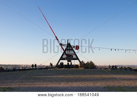 Giant Metronome In The Letna Park In Prague