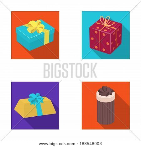 Gift box with bow, gift bag.Gifts and certificates set collection icons in flat style vector symbol stock illustration .